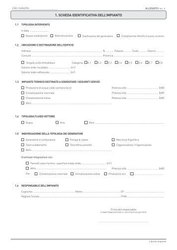 Nuovi modelli per i libretti di impianto di climatizzazione